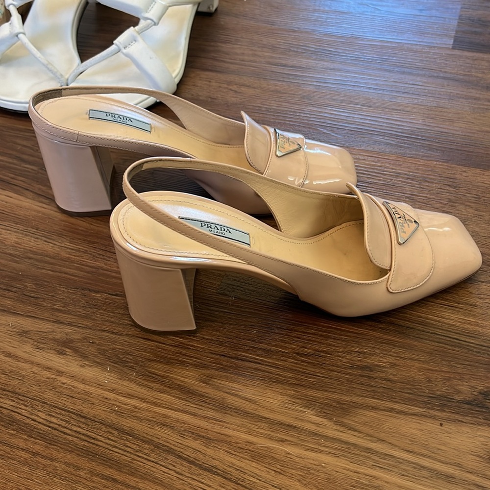 Blush/nude Prada block heel mules size 38 (8 US) - Picture 4 of 9